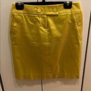 jcrew chartreuse pencil skirt size 0